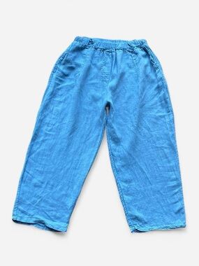 Saga periwinkle blue 100% linen capri pants S